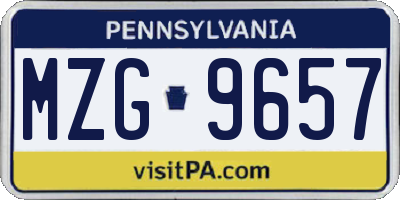 PA license plate MZG9657