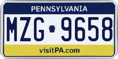 PA license plate MZG9658