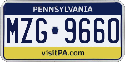 PA license plate MZG9660