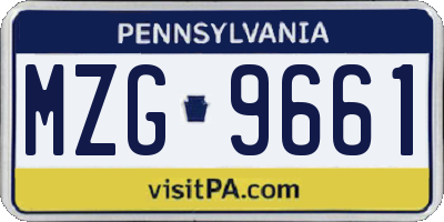 PA license plate MZG9661