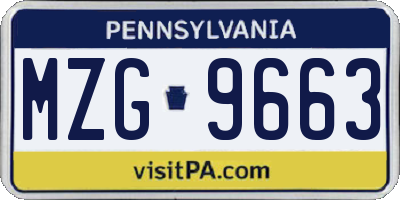 PA license plate MZG9663