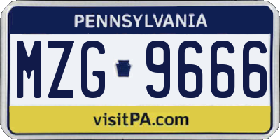 PA license plate MZG9666