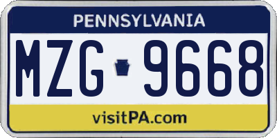 PA license plate MZG9668