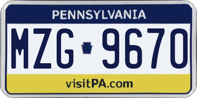 PA license plate MZG9670