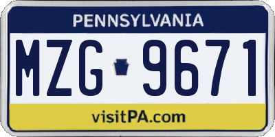 PA license plate MZG9671