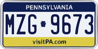 PA license plate MZG9673