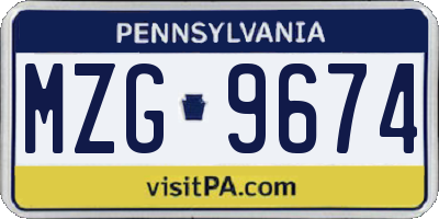 PA license plate MZG9674