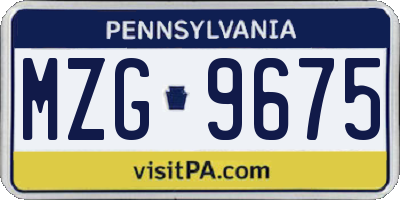 PA license plate MZG9675