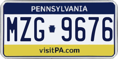 PA license plate MZG9676