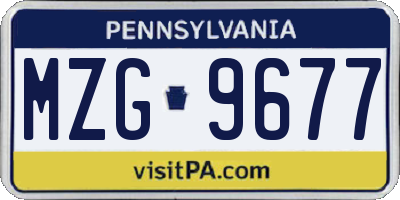 PA license plate MZG9677
