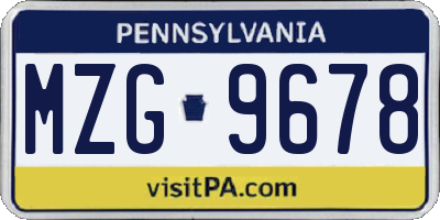 PA license plate MZG9678