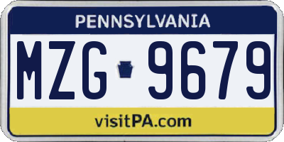 PA license plate MZG9679