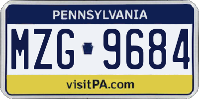 PA license plate MZG9684
