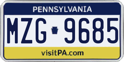 PA license plate MZG9685