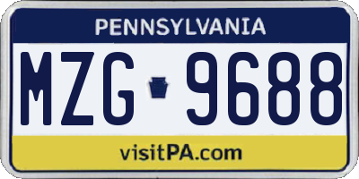 PA license plate MZG9688