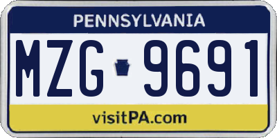 PA license plate MZG9691