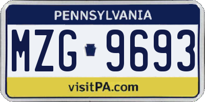 PA license plate MZG9693