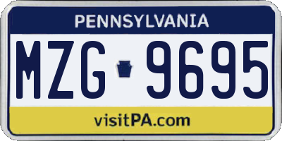 PA license plate MZG9695