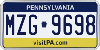 PA license plate MZG9698