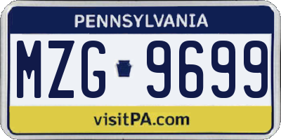 PA license plate MZG9699