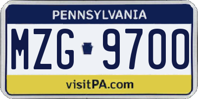 PA license plate MZG9700