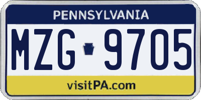 PA license plate MZG9705