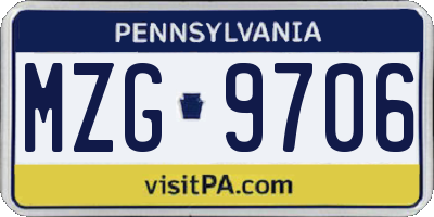PA license plate MZG9706