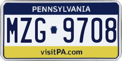 PA license plate MZG9708