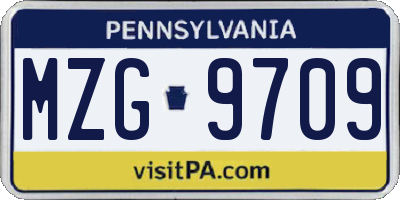 PA license plate MZG9709