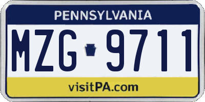 PA license plate MZG9711