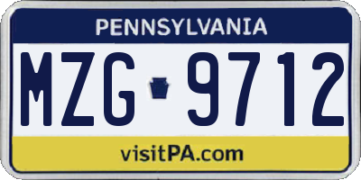 PA license plate MZG9712