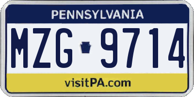 PA license plate MZG9714