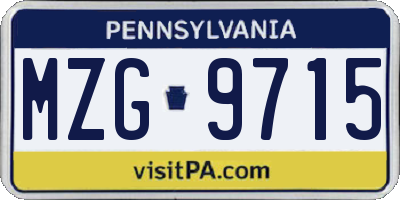 PA license plate MZG9715