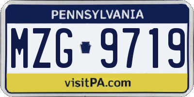 PA license plate MZG9719