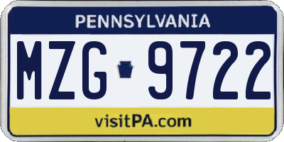 PA license plate MZG9722