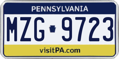 PA license plate MZG9723