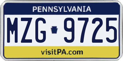 PA license plate MZG9725