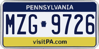 PA license plate MZG9726