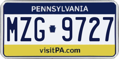 PA license plate MZG9727