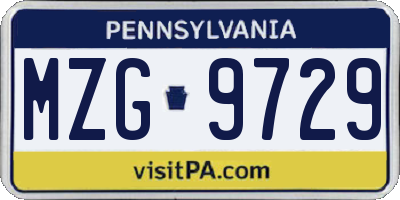 PA license plate MZG9729