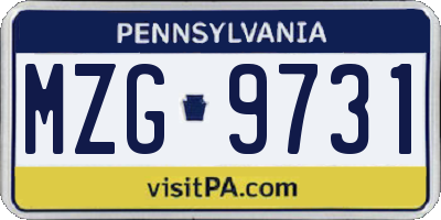 PA license plate MZG9731
