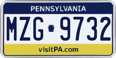 PA license plate MZG9732