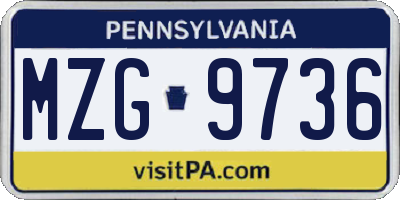 PA license plate MZG9736