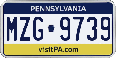 PA license plate MZG9739