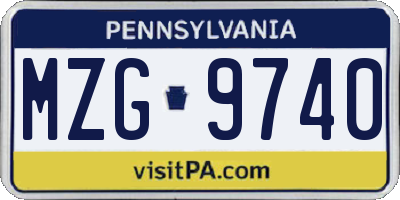PA license plate MZG9740