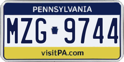 PA license plate MZG9744