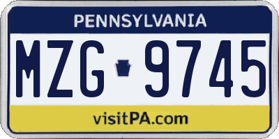 PA license plate MZG9745