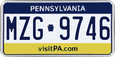 PA license plate MZG9746