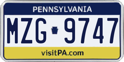 PA license plate MZG9747