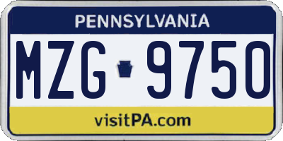 PA license plate MZG9750